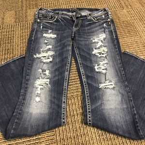 Silver distressed jeans